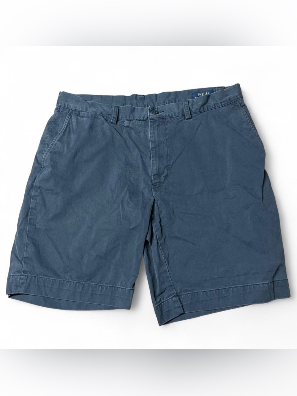 Polo Ralph Lauren Shorts Mens W 35 Blue Straight Fit Chino 100% Cotton 9” Leg